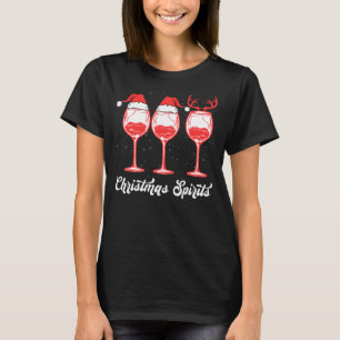 T-shirt Esprits De Noël Lunettes De Vin Vacances