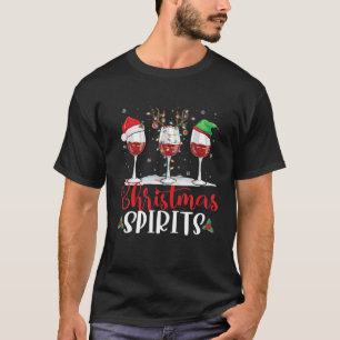 T-shirt Esprits De Noël Verre De Vin Père Noël Reindeer