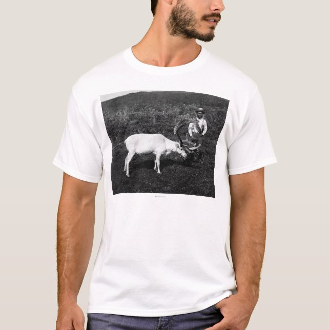 T-shirt Esquimau d'Alaska et renne capturé (Devant)