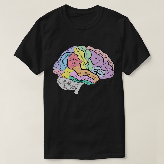 T-shirt Esquisse d'anatomie du cerveau pastel étiqueté (Design devant)