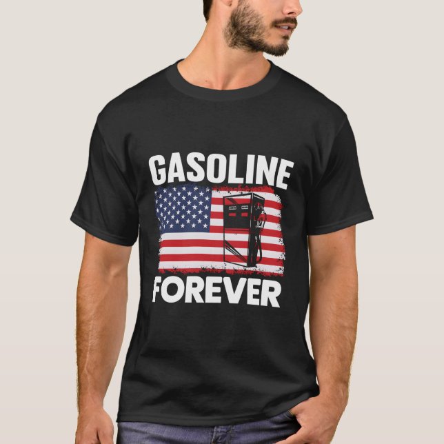 T-shirt Essence Forever Gas Cars Drapeau Patriotique Usa (Devant)