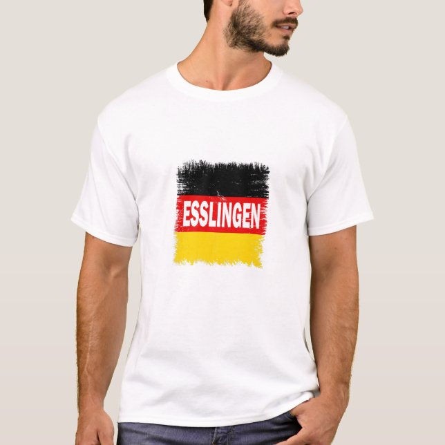 T-shirt Esslingen - Germany With German Flag (Devant)