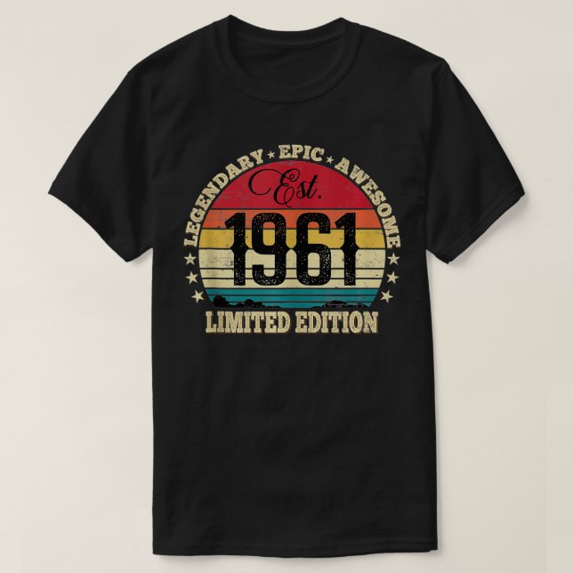 T-shirt Est 1961 Limited Edition  60th Birthday Cute Vinta (Design devant)