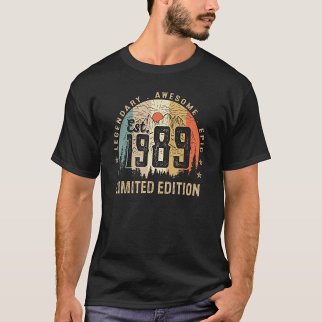 T-shirt Est 1989 33e anniversaire 33 ans (Devant)