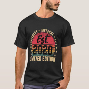 T-shirt Est 2020 Edition Limitée 4 Ans Vintage 4e Bi