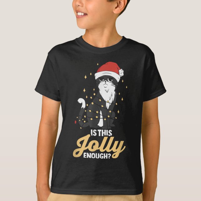 T-shirt Est-ce assez joyeux black cat xmas parfait pour ch (Devant)