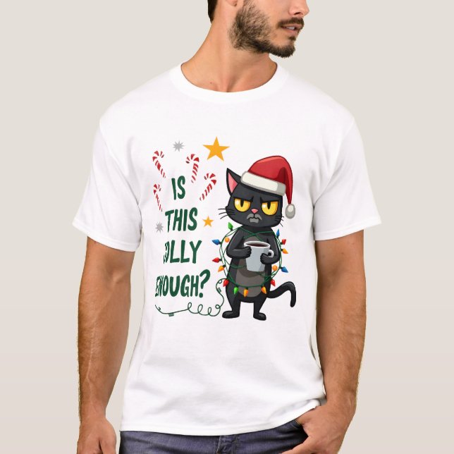 T-shirt Est-ce que ce chat noir Noël joyeux assez Arbre (Devant)