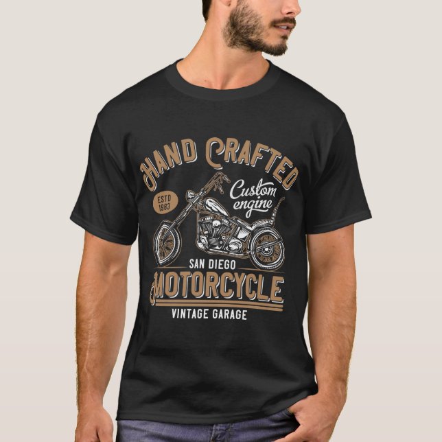 T-shirt Est. Conception Vintage de moto 1983 (Devant)