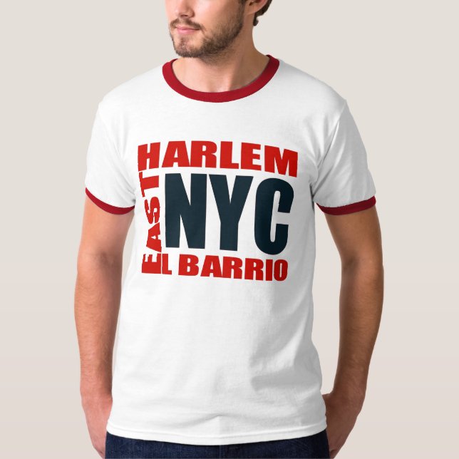 T-shirt est de logo de Harlem de banlieue d'EL par (Devant)