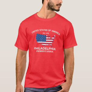 T-SHIRT EST DES ETATS-UNIS. PHILADELPHIE 1776 PENNSYLVANIE