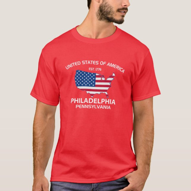 T-SHIRT EST DES ETATS-UNIS. PHILADELPHIE 1776 PENNSYLVANIE (Devant)