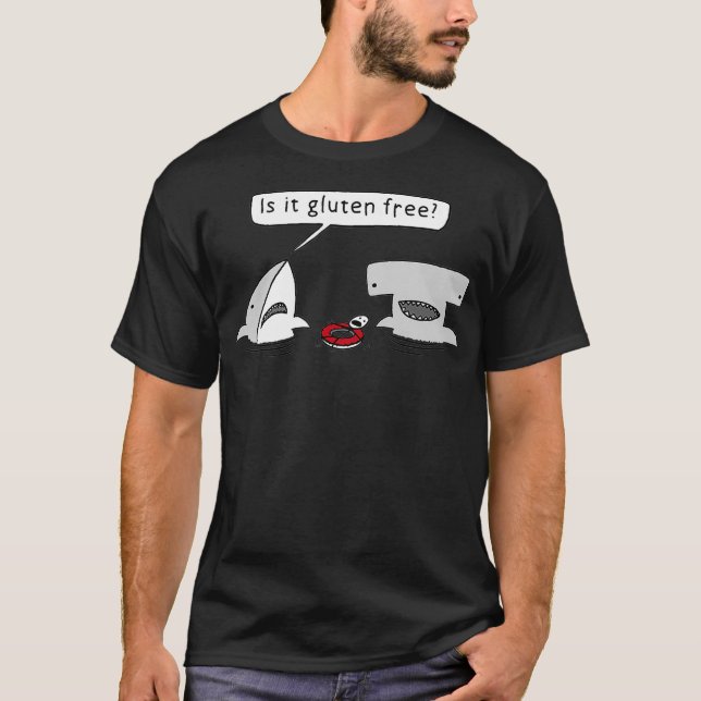 T-shirt Est-Il Sans Gluten Deux Requins Graphique  (Devant)