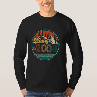 T-shirt Est Vintage 2008 Rétro 17e Anniversaire 17 Ans