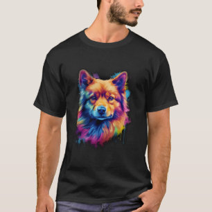 T-shirt Estampe finlandaise Spitz Chien Impression Aquarel