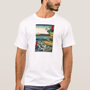 T-shirt Estampe japonaise vintage Ukiyo-e Mt. Fuji 房州保田ノ海岸