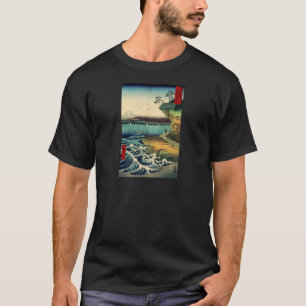 T-shirt Estampe japonaise vintage Ukiyo-e Mt. Fuji 房州保田ノ海岸