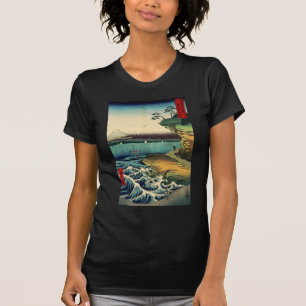 T-shirt Estampe japonaise vintage Ukiyo-e Mt. Fuji 房州保田ノ海岸