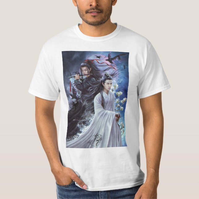 T-Shirt estampillé chinois - Ventilateur élégant A (Devant)