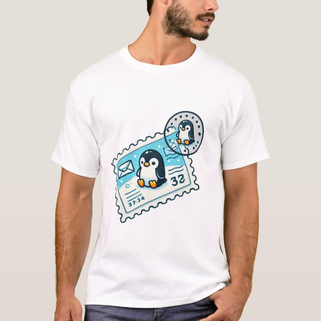 T-shirt estampille de pingouin (Devant)