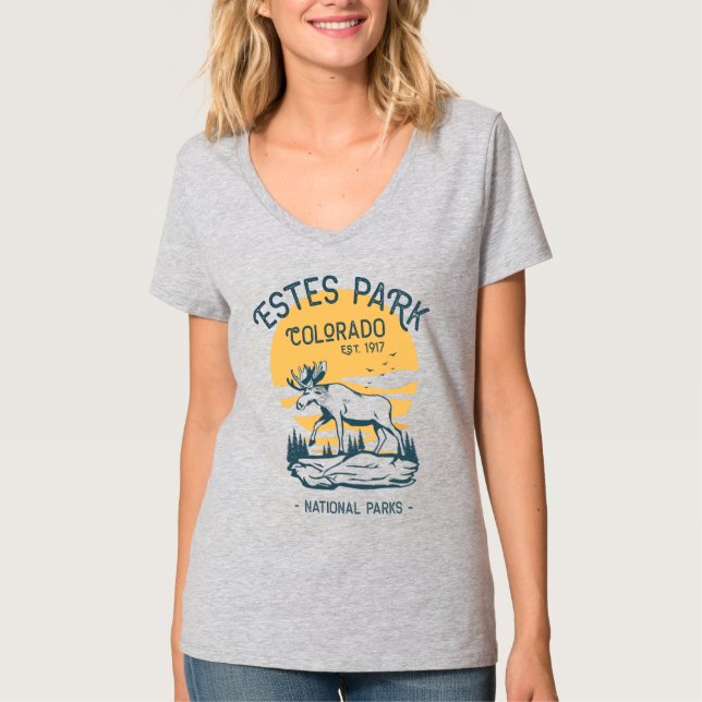 T-shirt Estes Park Colorado National Park Moose Sunset (Devant)