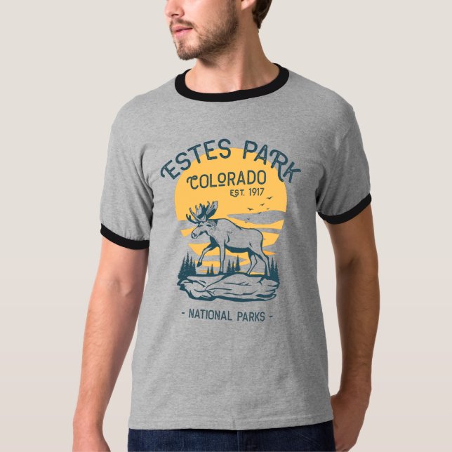 T-shirt Estes Park Colorado National Park Moose Sunset (Devant)