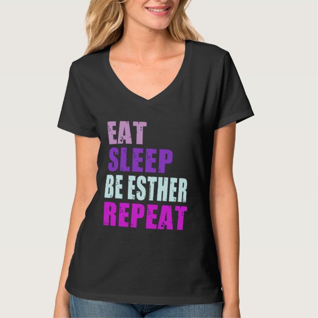 T-shirt Esther Eat Sleep Be Repeat Esther (Devant)