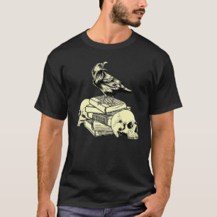 T-shirt Esthétique Académie Sombre Corbeau Sur Vieux Livre