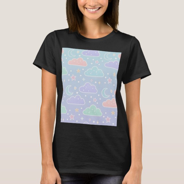 T-Shirt esthétique aux nuages pastel Kawaii (Devant)