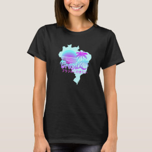T-shirt Esthétique Brésil Vaporwave Style Brésilien Carte