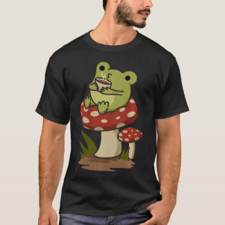 T-shirt esthétique Cottagecore Grenouille Buvant du Café T