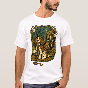 T-shirt Esthétique de chien squelette effrayant horreur