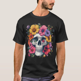 T-shirt Esthétique de crâne floral 