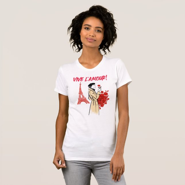 T-shirt Esthétique Fille de Paris – Conception Romantique  (Devant entier)