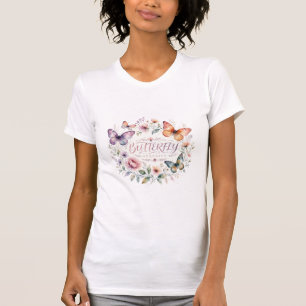 T-shirt esthétique floral sérénité papillon aquare