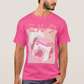 T-shirt Esthétique japonaise Lait de fraise Kawaii Shake