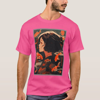 T-shirt Esthétique japonaise vintage Otaku Fille d'anime v
