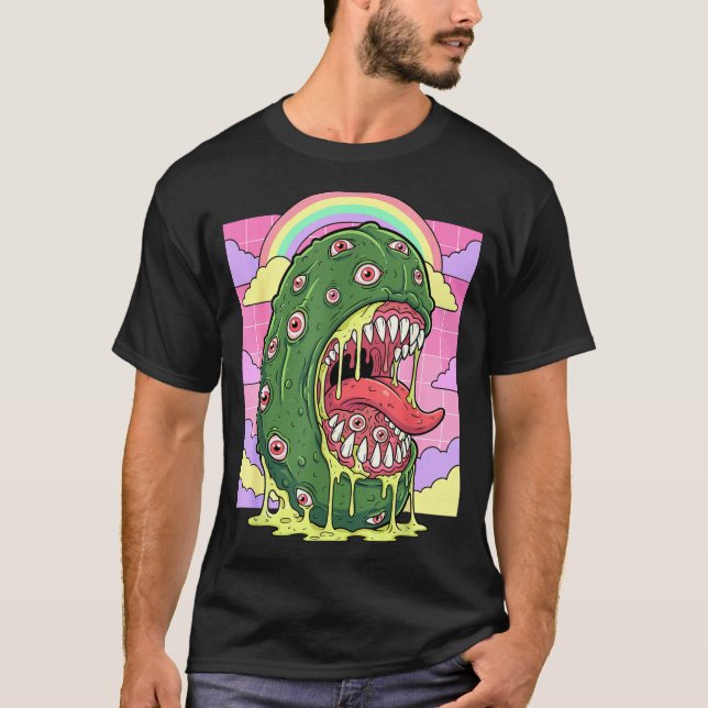 T-shirt esthétique kawaii weirdcore yeux de pickle  (Devant)