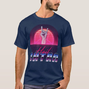 T-shirt Esthétique Synthwave Hail Satan Satanisme 