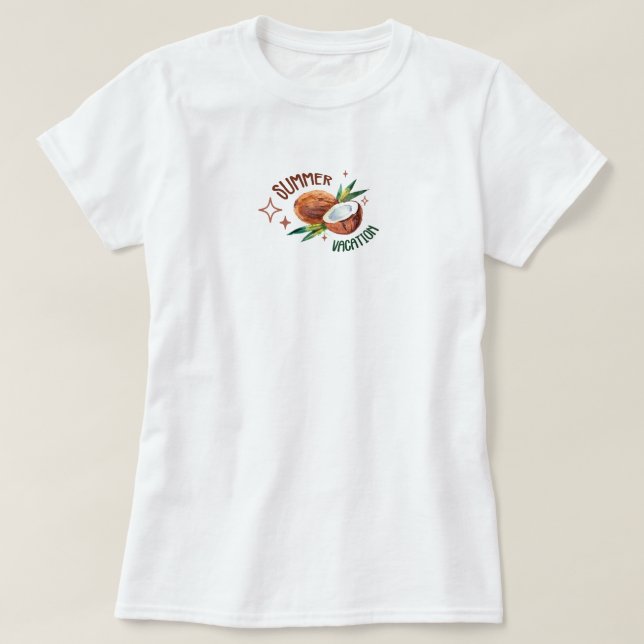 T-shirt esthétique tropical minimal cocotier été (Design devant)