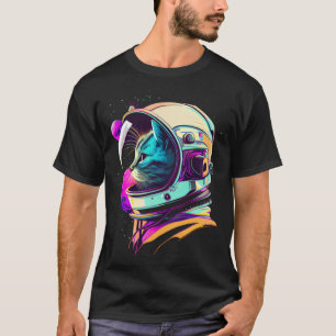 T-shirt Esthétique Vaporwave Space Cat 80s 90s Astronaut 1