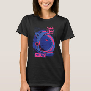 T-shirt Esthétique Vaporwave Space Cat Meow 80s 90s Aesth