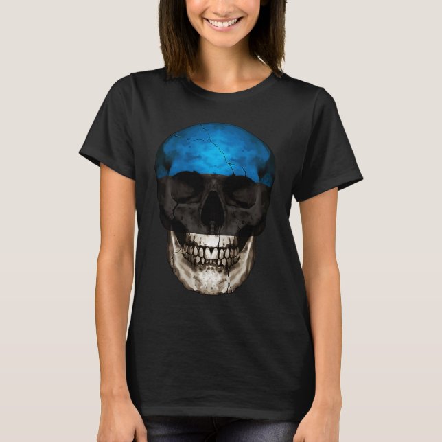 T-shirt Estonia Flag Skull Estonian Roots Proud Patriotic (Devant)