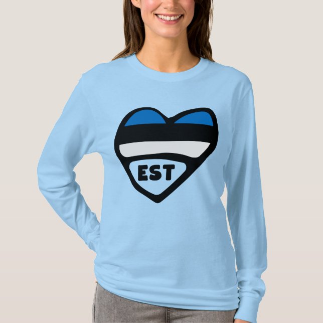 T-shirt Estonie Code Pays Coeur Drapeau, EST (Devant)