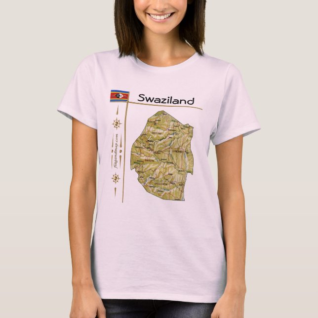 T-Shirt Eswatini Carte + Drapeau + Titre (Devant)