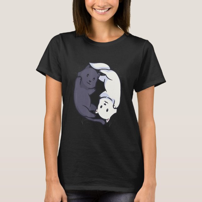 T-shirt Et Cat Yin Et Yang Halloween Pour (Devant)