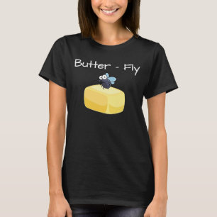 T-shirt et design graphique hilarant avec beurre et mouche