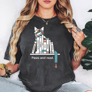T-shirt Étagère À Livres Chat Et Lecture D'art