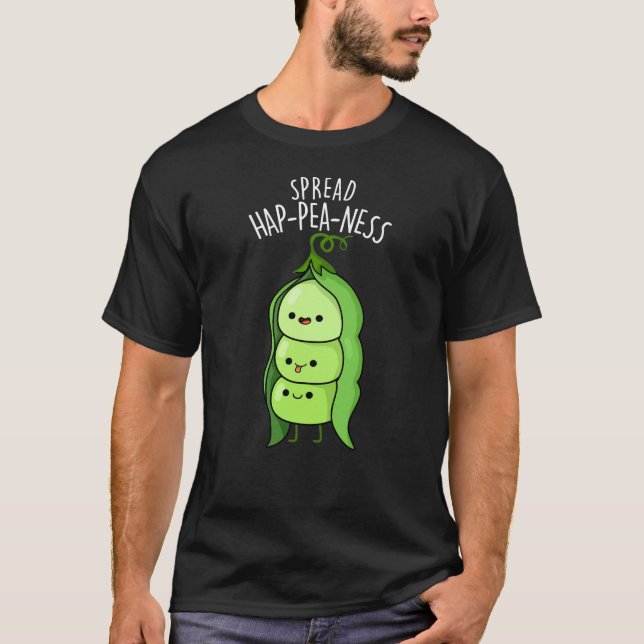 T-shirt Étaler Hap-Pea-ness Funny Peas Pun Dark BG (Devant)