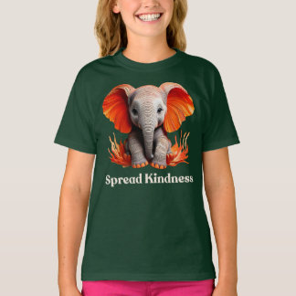 T-shirt Étaler Kindness mignon rouge orange bébé éléphant