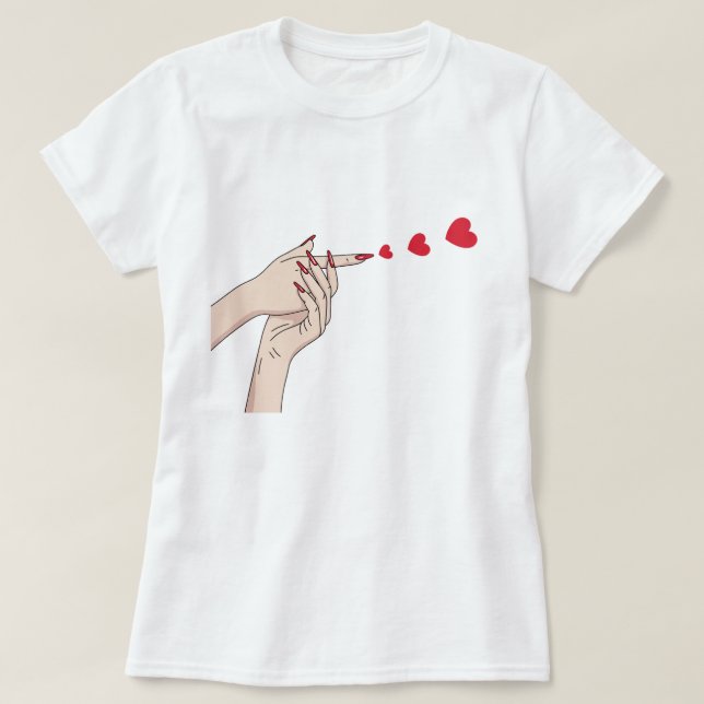 T-shirt Étaler l'amour, le doigt coeur ligne d'arme (Design devant)